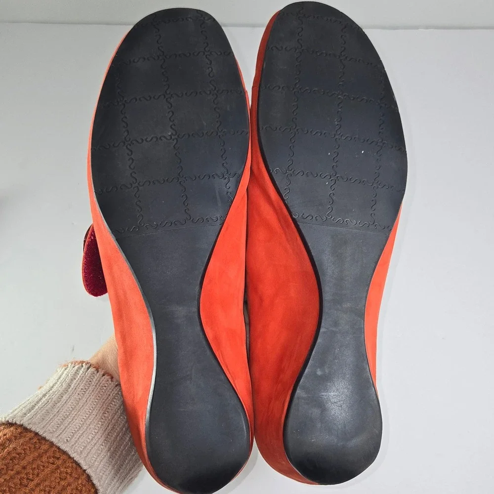 Unique Vaneli Orange Suede Wedge Shoes with Button‎ Accent Size 9N